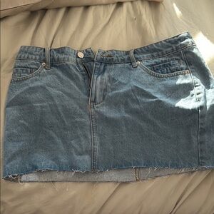 Edikted Frayed Hem Blue Mini Skirt